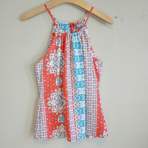 J. McLaughlin Catalina Cloth Sleeveless Tank Top Sz S Geometric Stretchy - Picture 1 of 11
